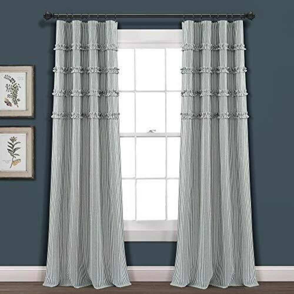 Lush Decor Vintage Stripe Yarn Dyed Cotton Window Curtain Panel Pair 80"x95" SET